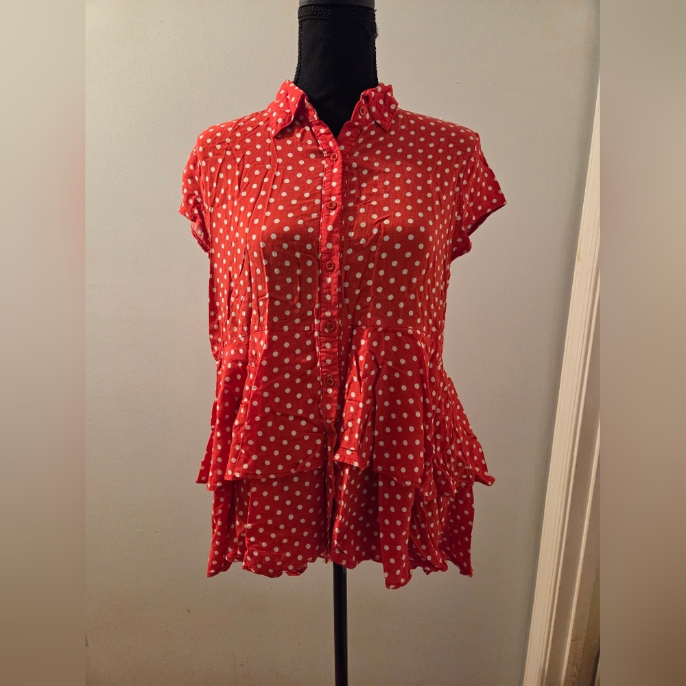 Red Polka Dot Women's Top